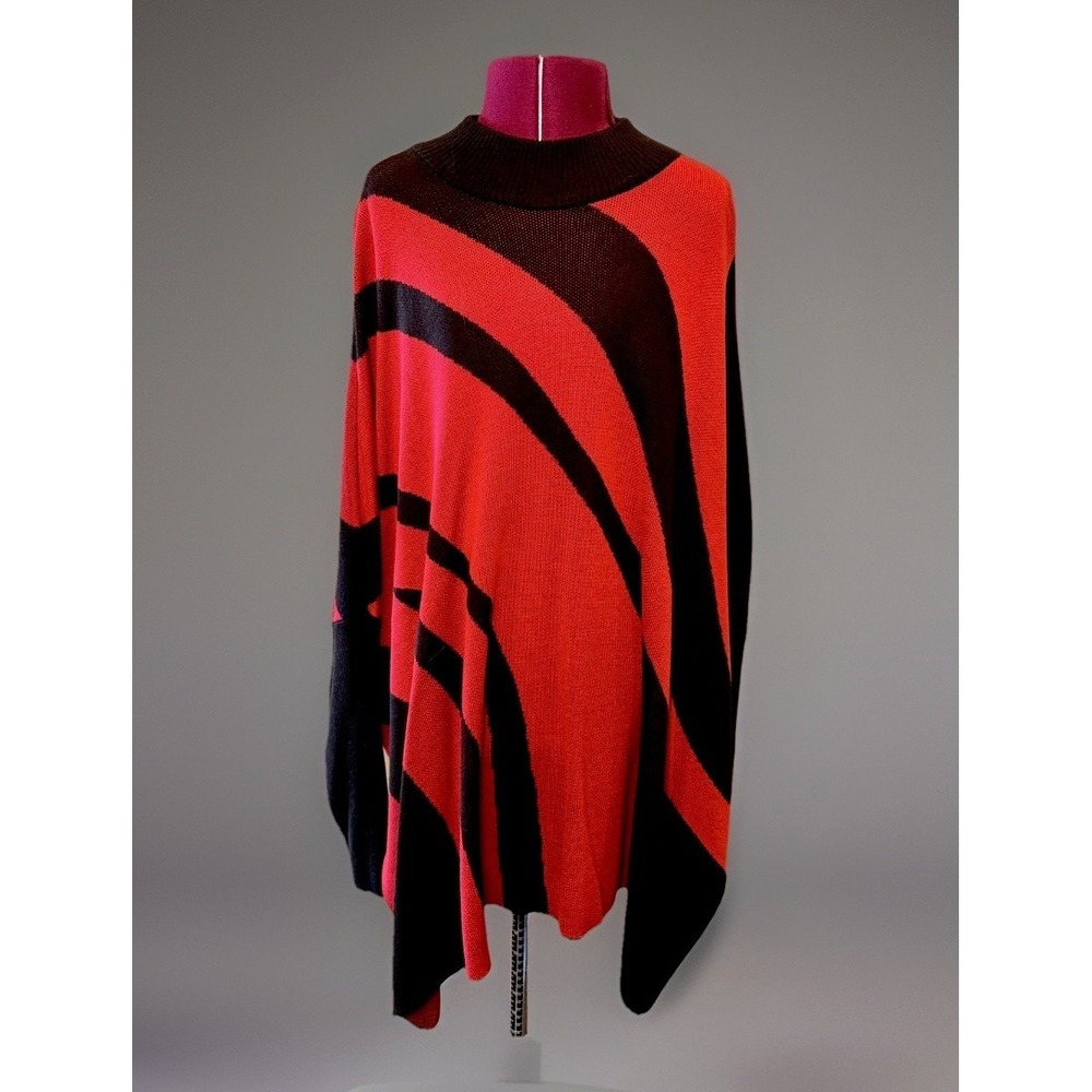 Chico's Sweater Poncho NWT Red & Black Women's L/XL